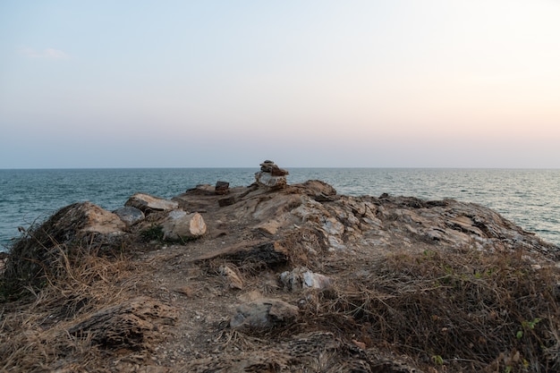 Sunset on the rock formations of Khao Laem Ya, Rayong, Thailand