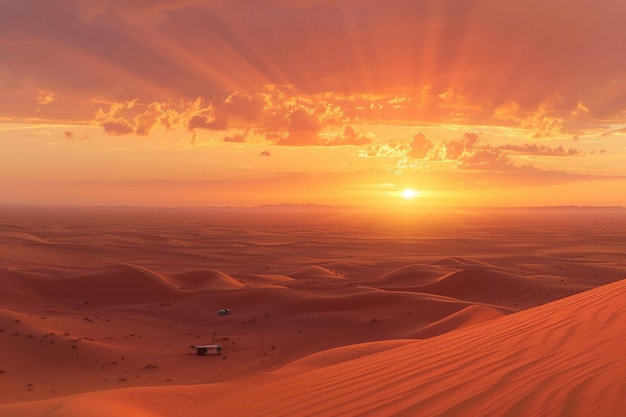 Sunset Over Sand Dunes in a Majestic Desert Resplendent