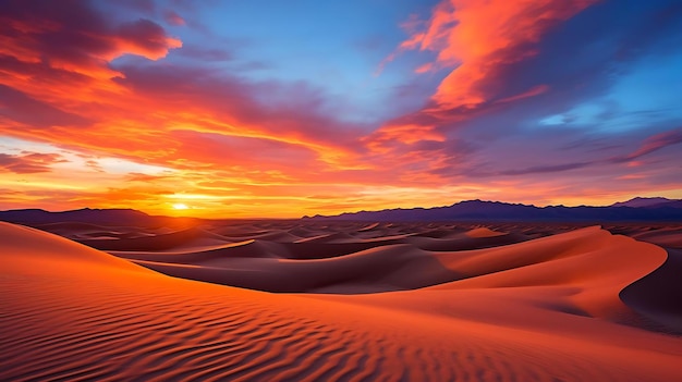 Sunset over the sand dunes