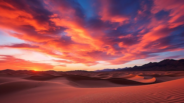 sunset over the sand dunes