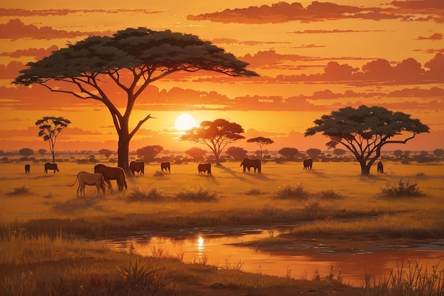 Sunset in the savannah