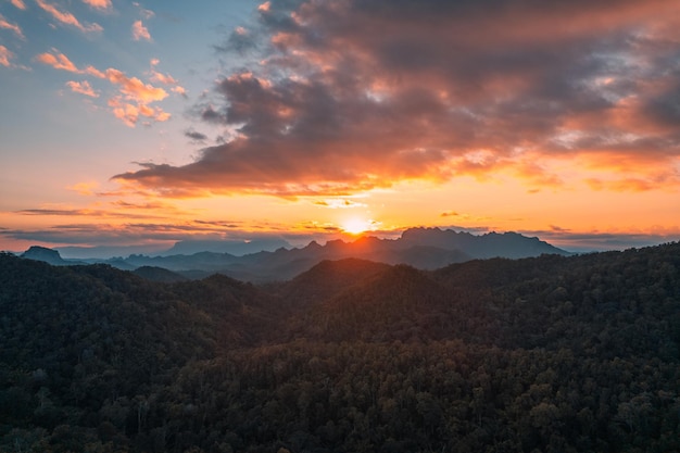 Sunset scenery mountains and evening sky,mountain and road