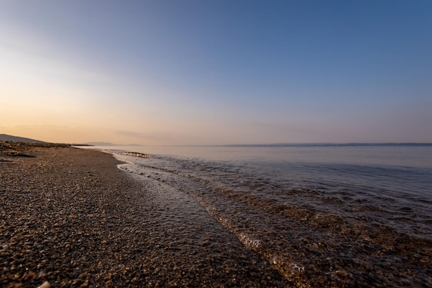 a sunset on the sea beach