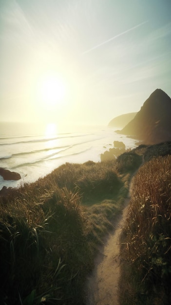 Sunset over the sea Cornwall England UK Europe