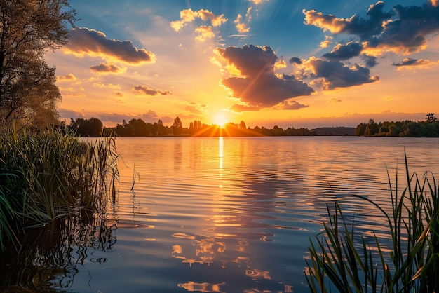 Photo sunset serenade over the lake