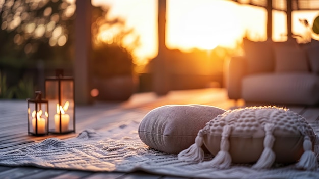 Photo sunset serenity on a deck