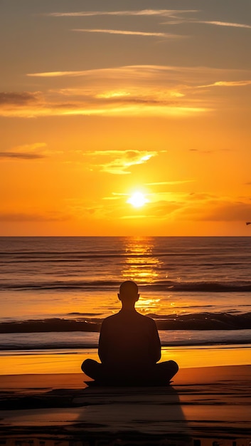 Photo sunset serenity meditation on a peaceful evening beach