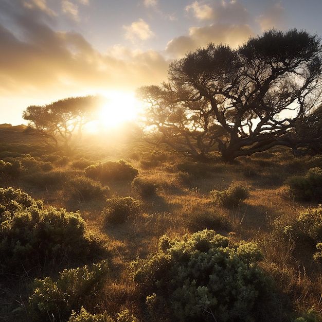 Sunset in the Sierra de Guadarrama National Park Madrid Spain