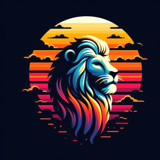 Sunset Silhouette Lion TShirt Art