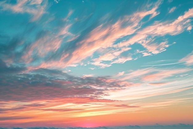 Sunset sky background with clouds Beautiful nature landscape with sunrise and sunset