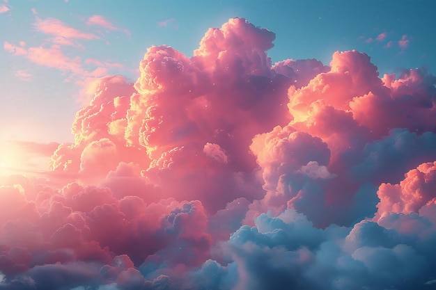 Sunset sky background with pink and blue clouds Nature composition