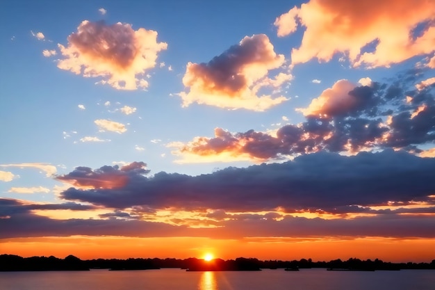 sunset sky background with tiny clouds realistic