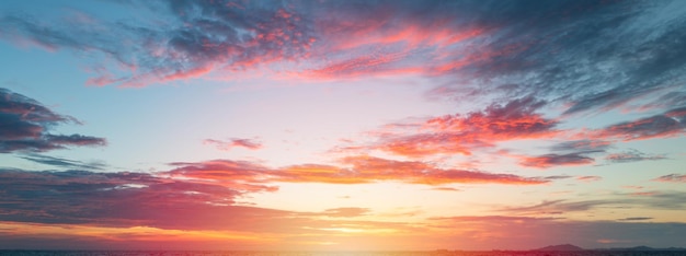 Sunset sky backgroundLandscape blue sky with clouds nature concept for cover banner background