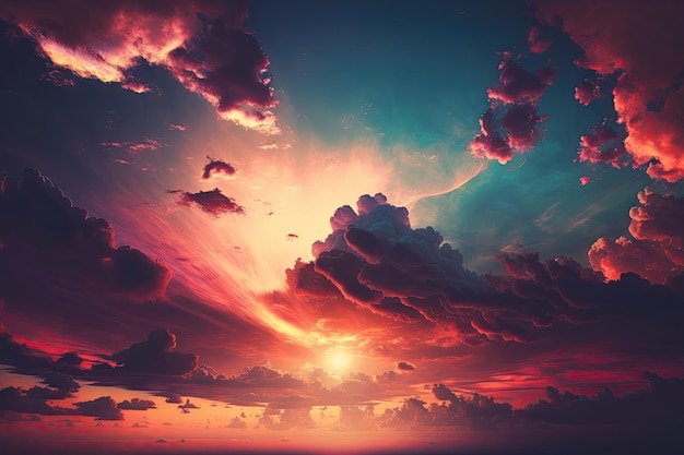 Sunset sky and clouds background