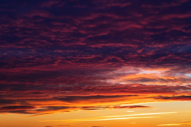 Sunset sky orange and pink clouds