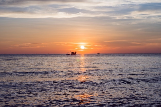 Sunset sky over sea panorama, Vietnam Phu Quoc