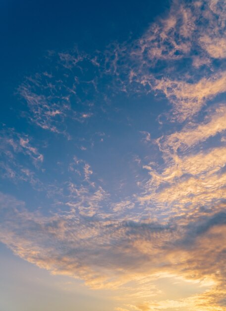 Sunset sky vertical with colorful sunlight clouds