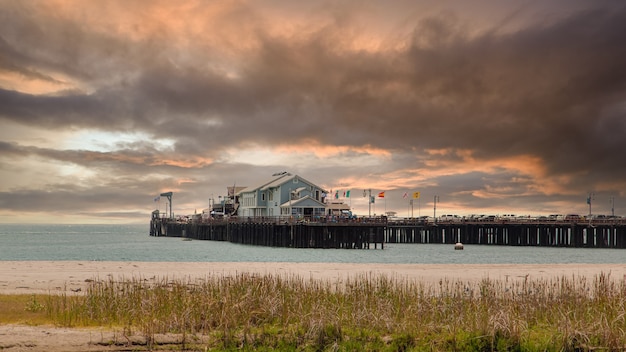 Sunset on a sky with clouds in long beach in California