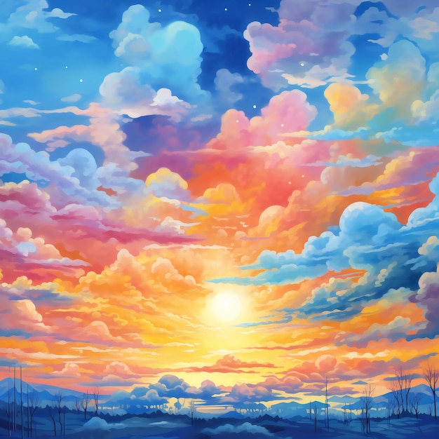 Sunset sky with clouds Nature background