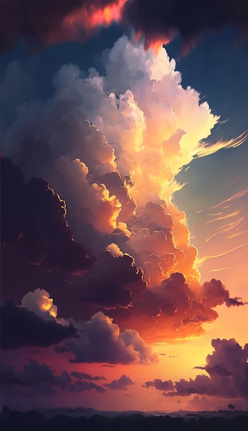 Sunset sky with soft cloudsGenerative AI