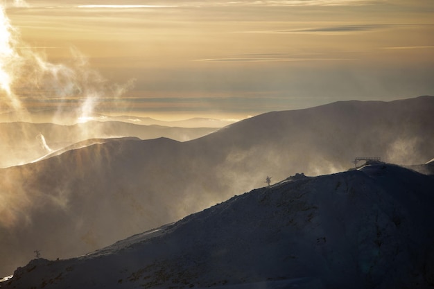 Sunset above slovakia tatras mountains