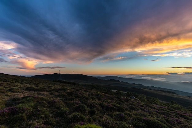 sunset and summer night in the mountain