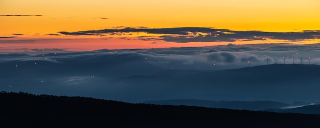 sunset and summer night in the mountain