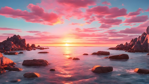 Sunset or sunrise in ocean nature landscape background