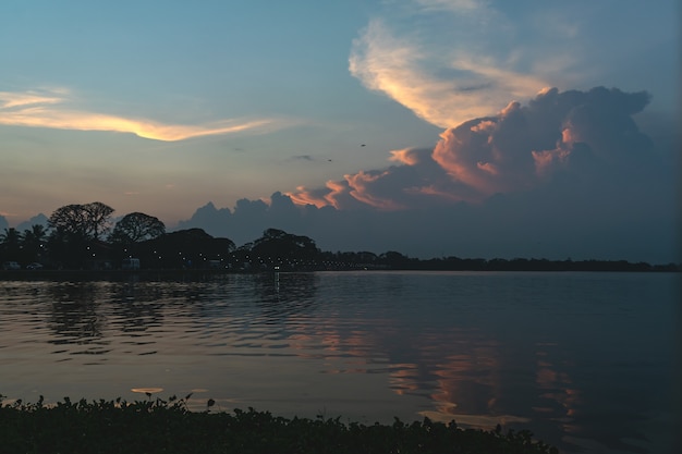 Sunset or sunrise on Tissa lake