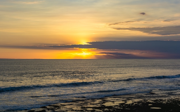 Sunset at Tanah Lot temple. Bali island, Indonesia.