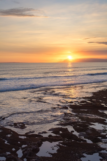 Sunset at Tanah Lot temple. Bali island, Indonesia.