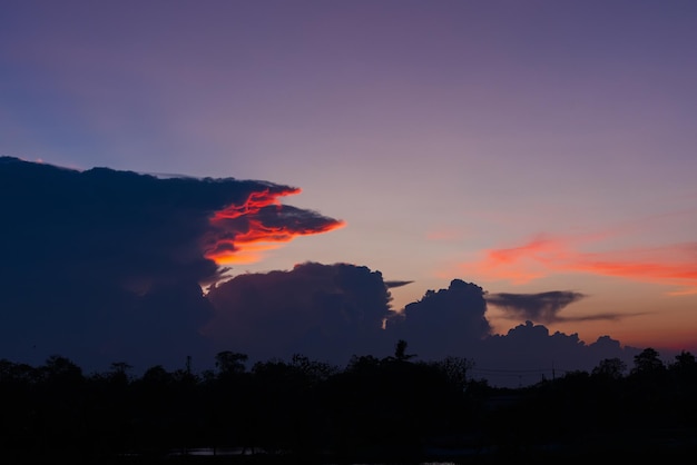 At sunset there are reddish clouds in the sky