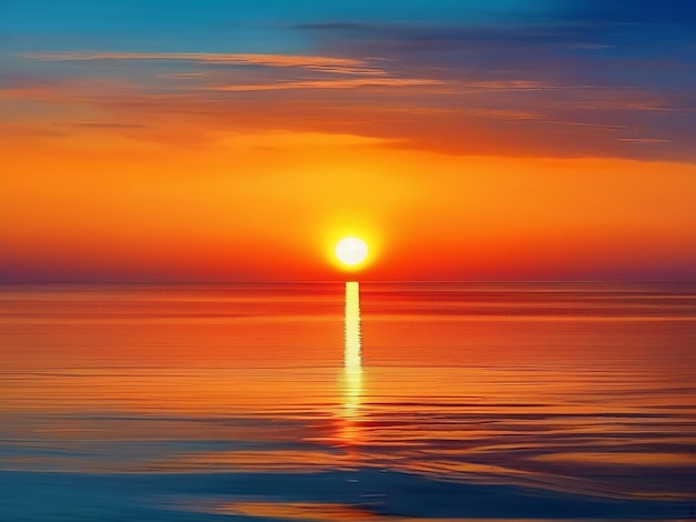 Sunset over the tranquil sea nature beauty reflected in twilight