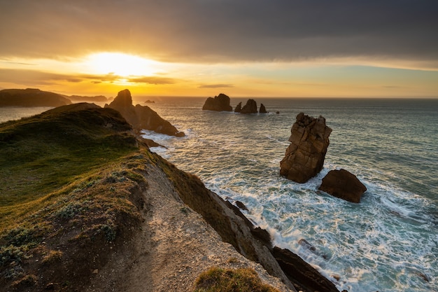 Sunset in the Urros de Liencres. Cantabria. Spain.