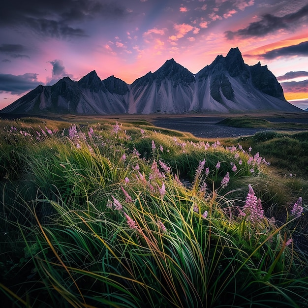 Sunset Over Vestrahorn Mountains