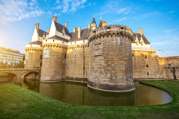 Sunset view on the castle of the Dukes of Brittany in Nantes city in France