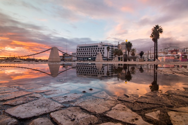 Sunset view of Faro city