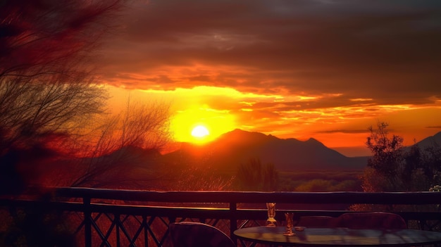 A sunset view from the balcony of the lodge