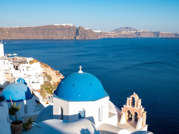 Sunset view from Oia, Santorini island, Greece.