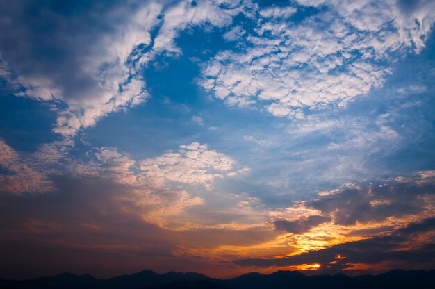 Sunset view landscape with layer mountain at north of Thailand