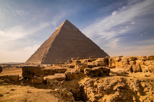 Sunset view of Pyramid complex of Giza in Cairo Egypt