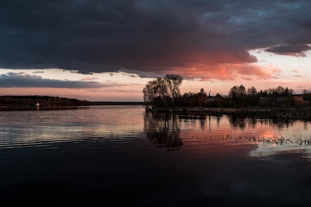 Sunset on the Volga River in Myshkin