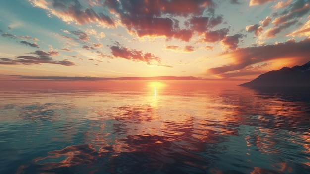 a sunset on the water with a boat in the water