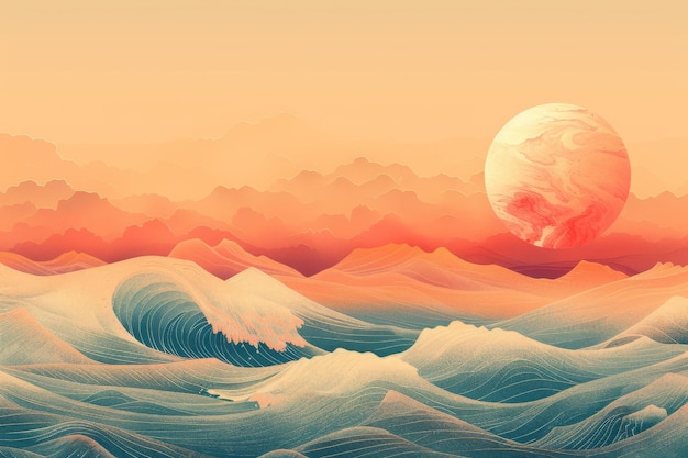 Sunset waves illustration