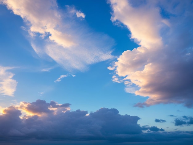 Sunset white clouds in beautiful blue sky