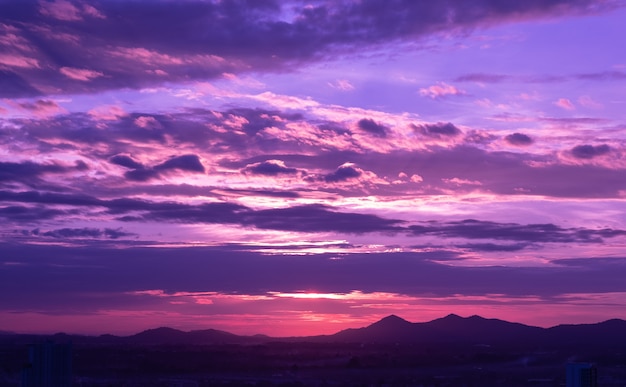 sunset with clouds background, summer time, beautiful sky