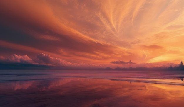 a sunset with clouds and the sky in the background