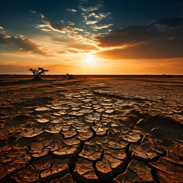 a sunset with a tree in the middle of the desert