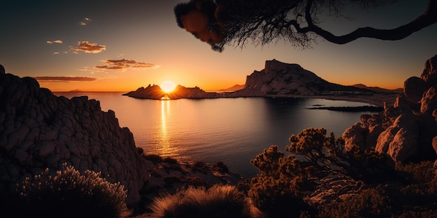 Sunset among the wonderfully beautiful Mediterranean islands