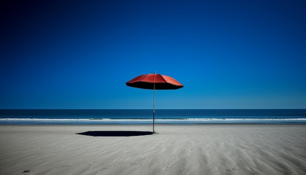 Sunshade on sand waves crash in background generated by AI